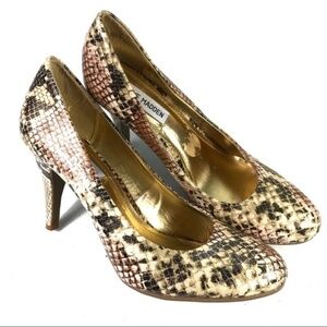 Steve Madden Golden Snakeskin Print Pumps Size 10